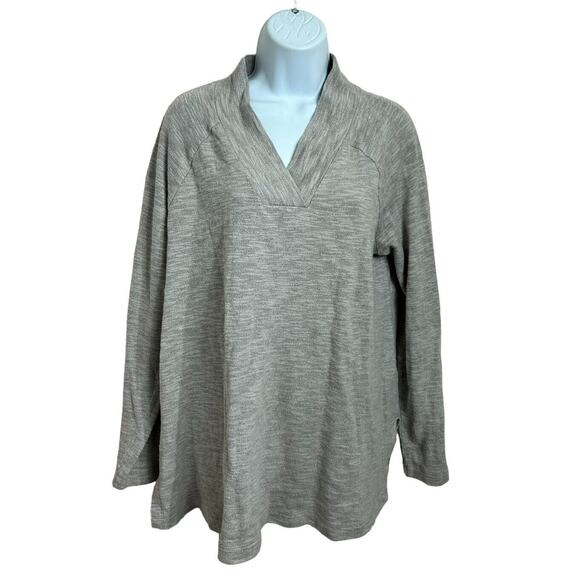 Pure Jill J.Jill Tunic Sweater Sz Medium Gray Raglan Sleeve V-Neck Relaxed Long - Picture 5 of 6